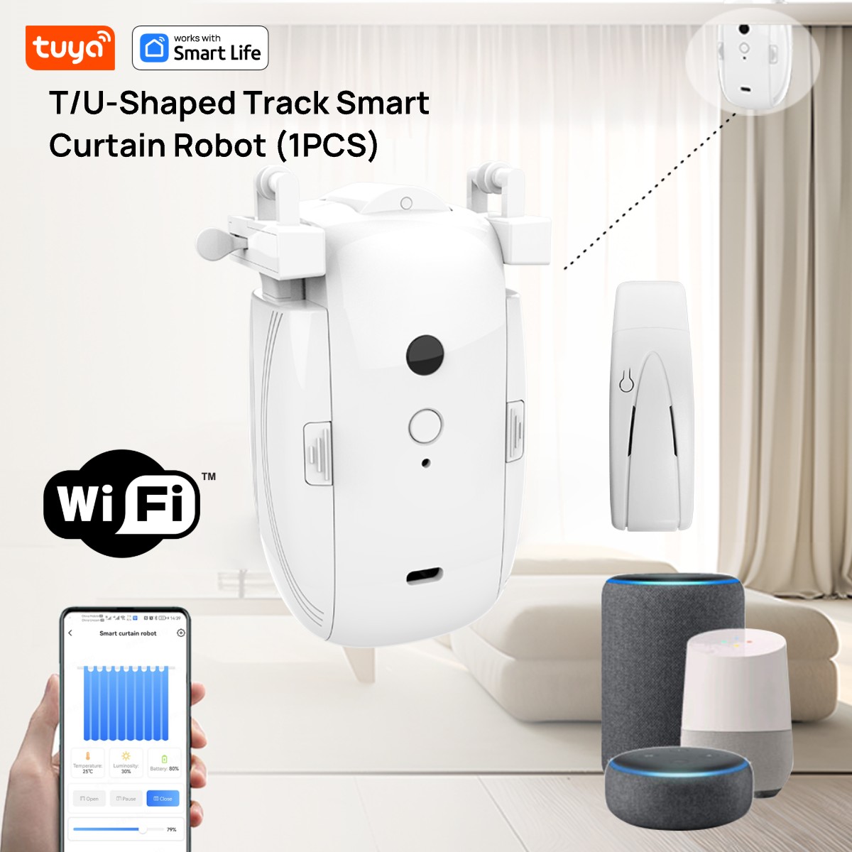 Smart Home Proxmox - Tuya Smart WiFi-gordijnrobot (1 stuks met