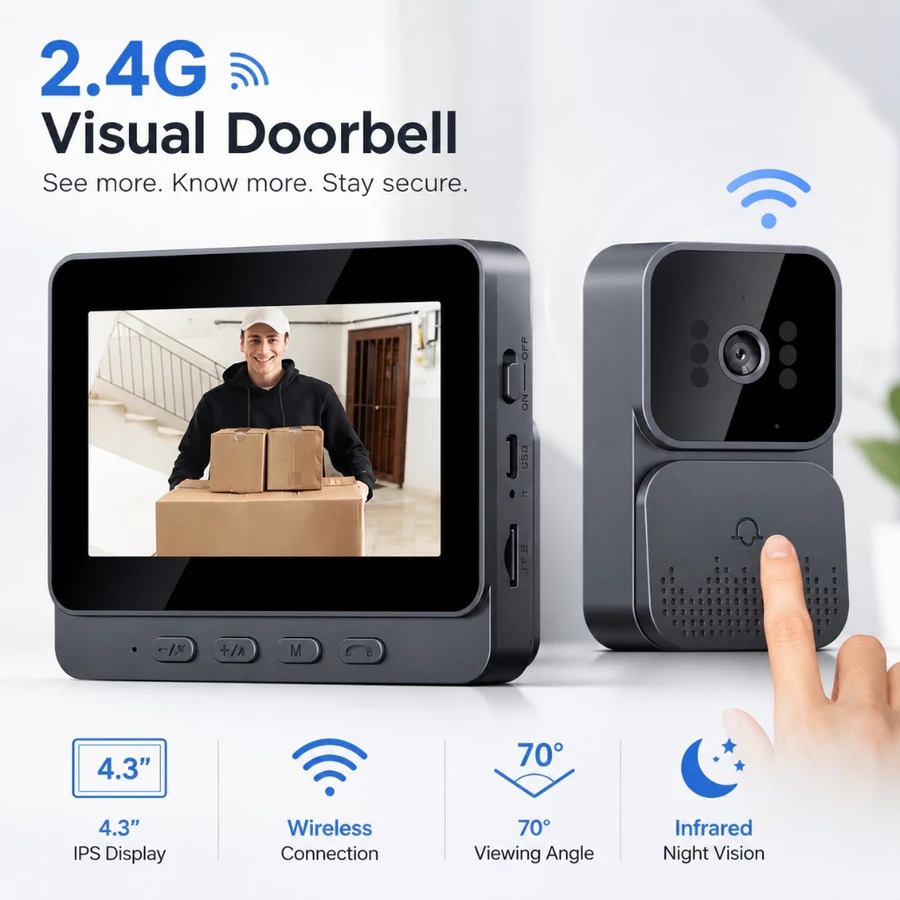 Smart Home Video Doorphone Ezviz - ﻿ Deurbelcamera Smart Home Draadloze 4G