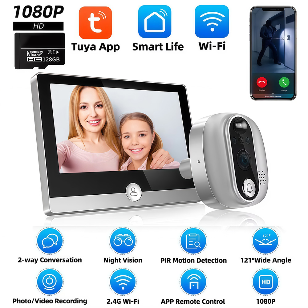 Smart Home Wiser - Tuya 1080P WiFi Deurbel Camera Google