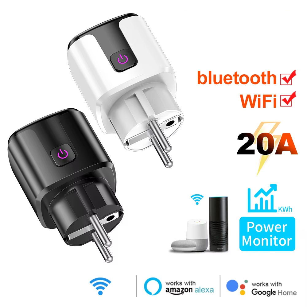 Tuya Wifi Socket - Smart 20A EU-stekker WiFi+Bluetooth-aansluiting met energiemonitoring