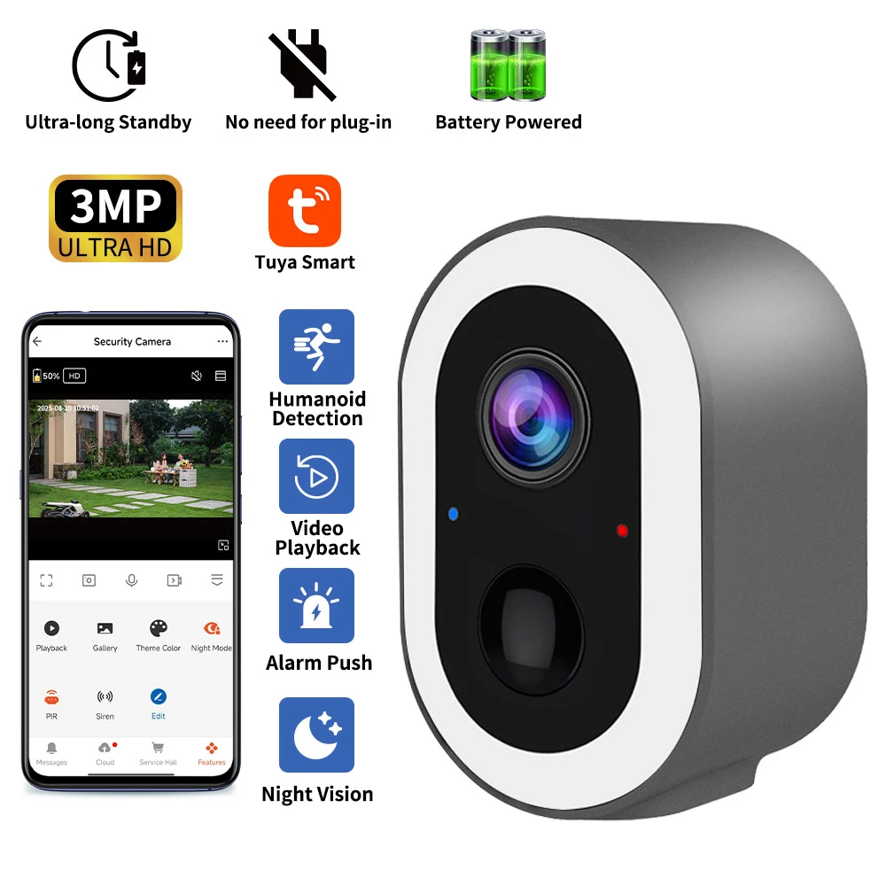 Smart Home Wiser - 3MP Tuya Smart Life Batterij Aangedreven