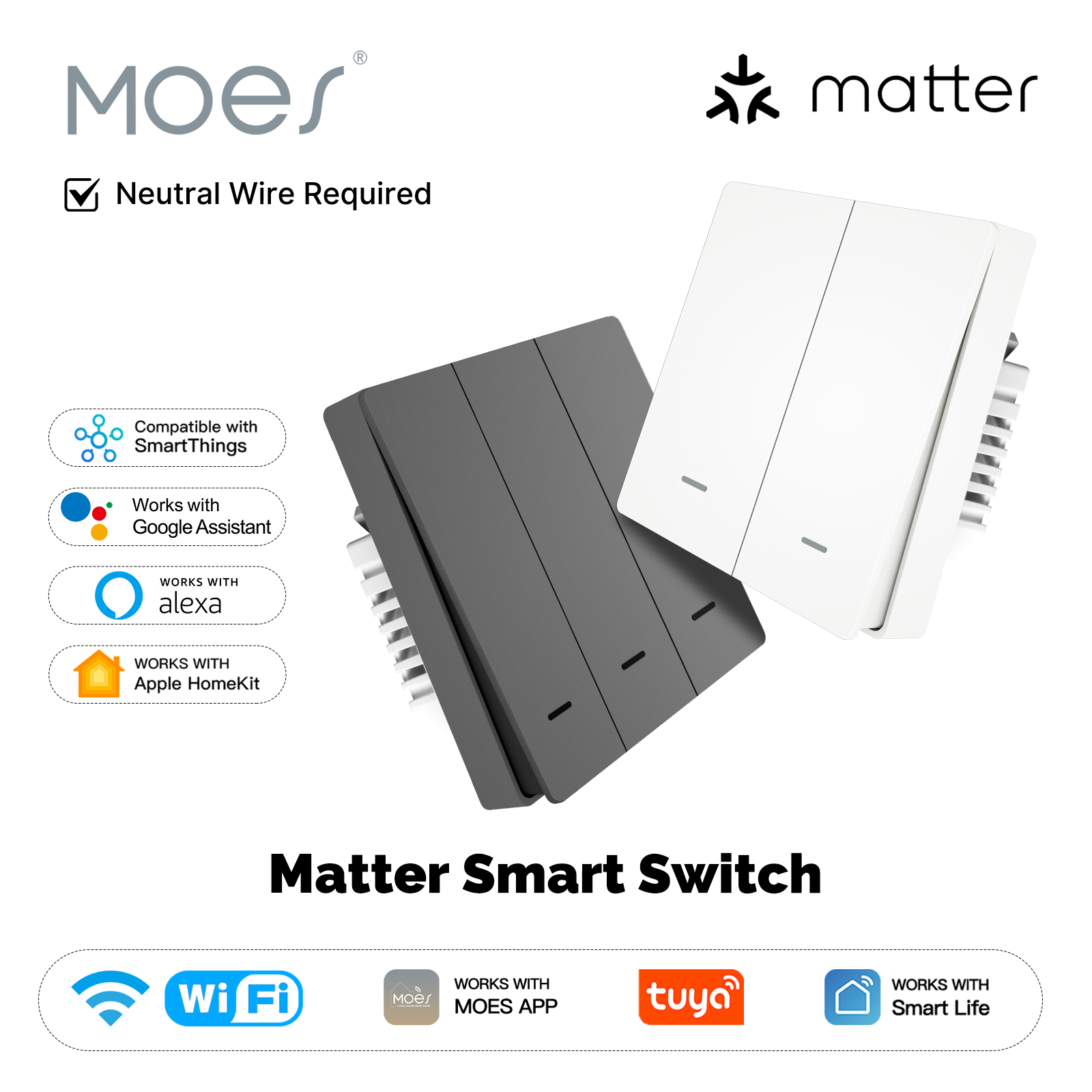 Tuya Wifi Socket - MOES Matter Tuya WiFi Smart Light-knopschakelaar