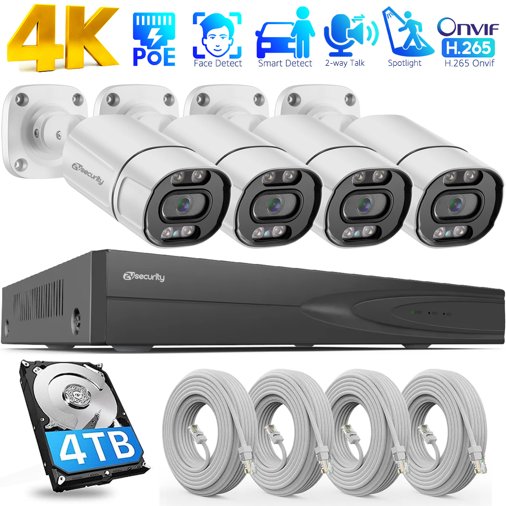 Smart Home Outdoor Camera - 4K PoE beveiliging camerasysteem 4CH PoE