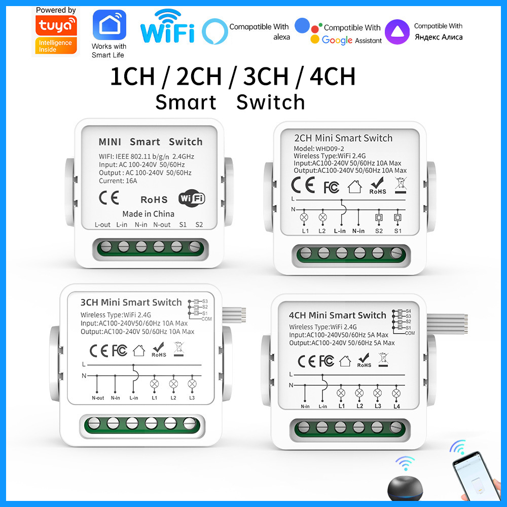 Tuya WiFi Smart Switch 1/2/3/4 - Tuya Wifi Socket recensie en prijs