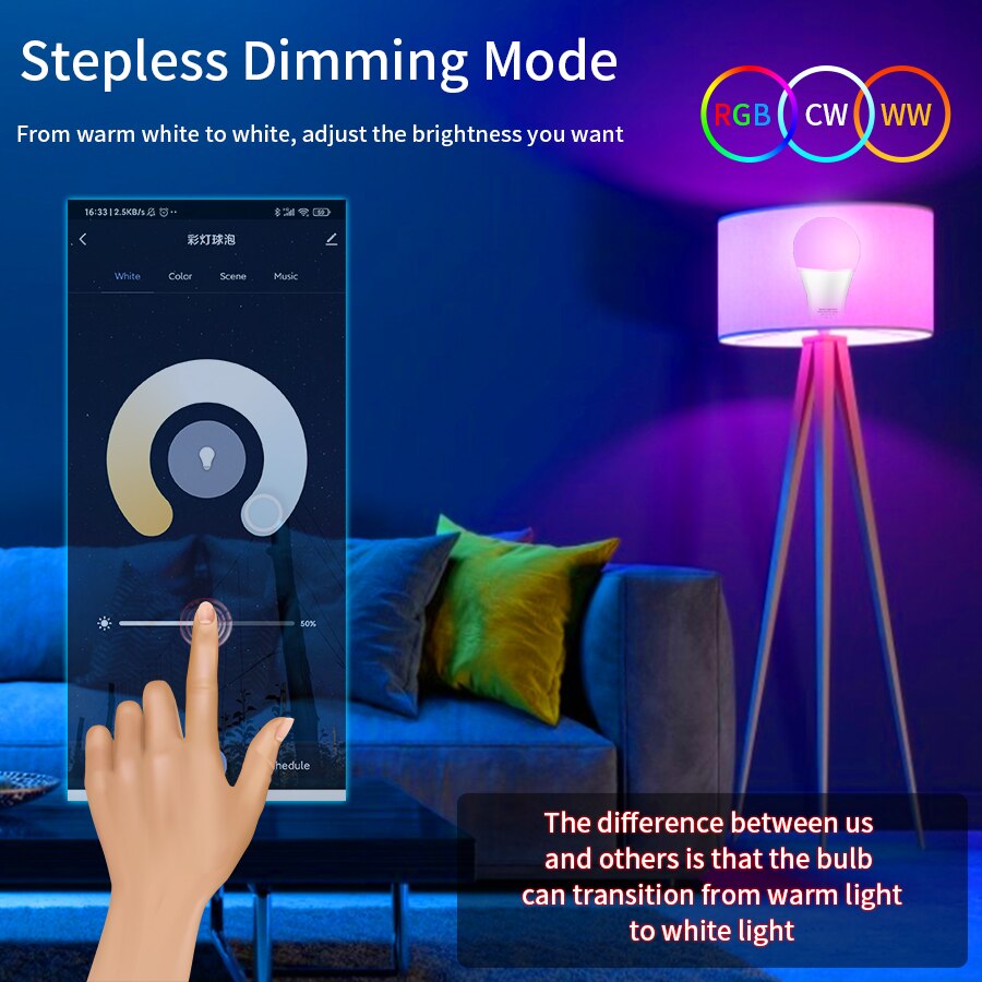E27 WiFi Smart LED-lamp RGBCW  - Wifi Led Dimmer recensie en prijs