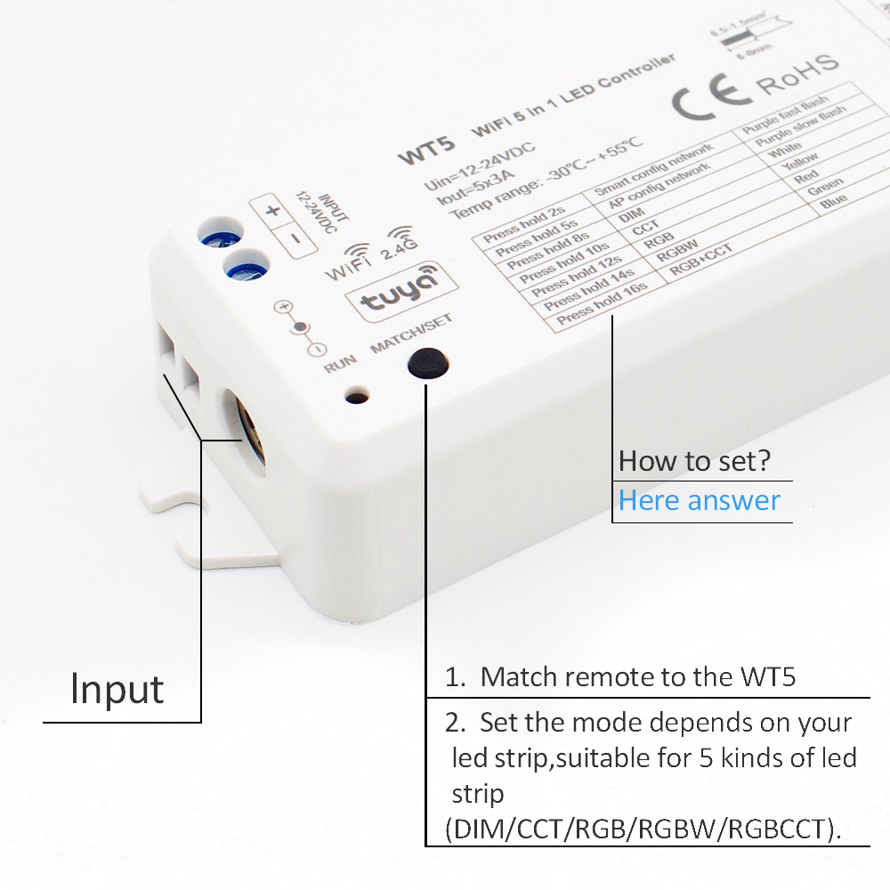 5 in 1 LED Strip Controller 12 - Wifi Led Dimmer recensie en prijs